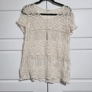 Free People Phase One Ivory Eyelet Top